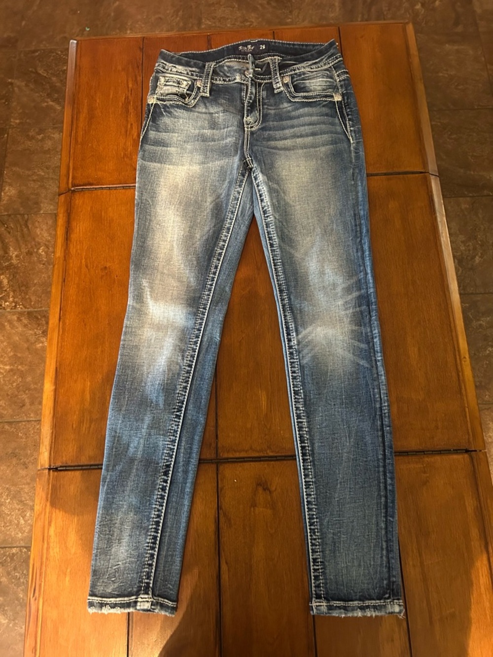 Miss Me Women's Light Blue Skinny Jeans with Whiskering